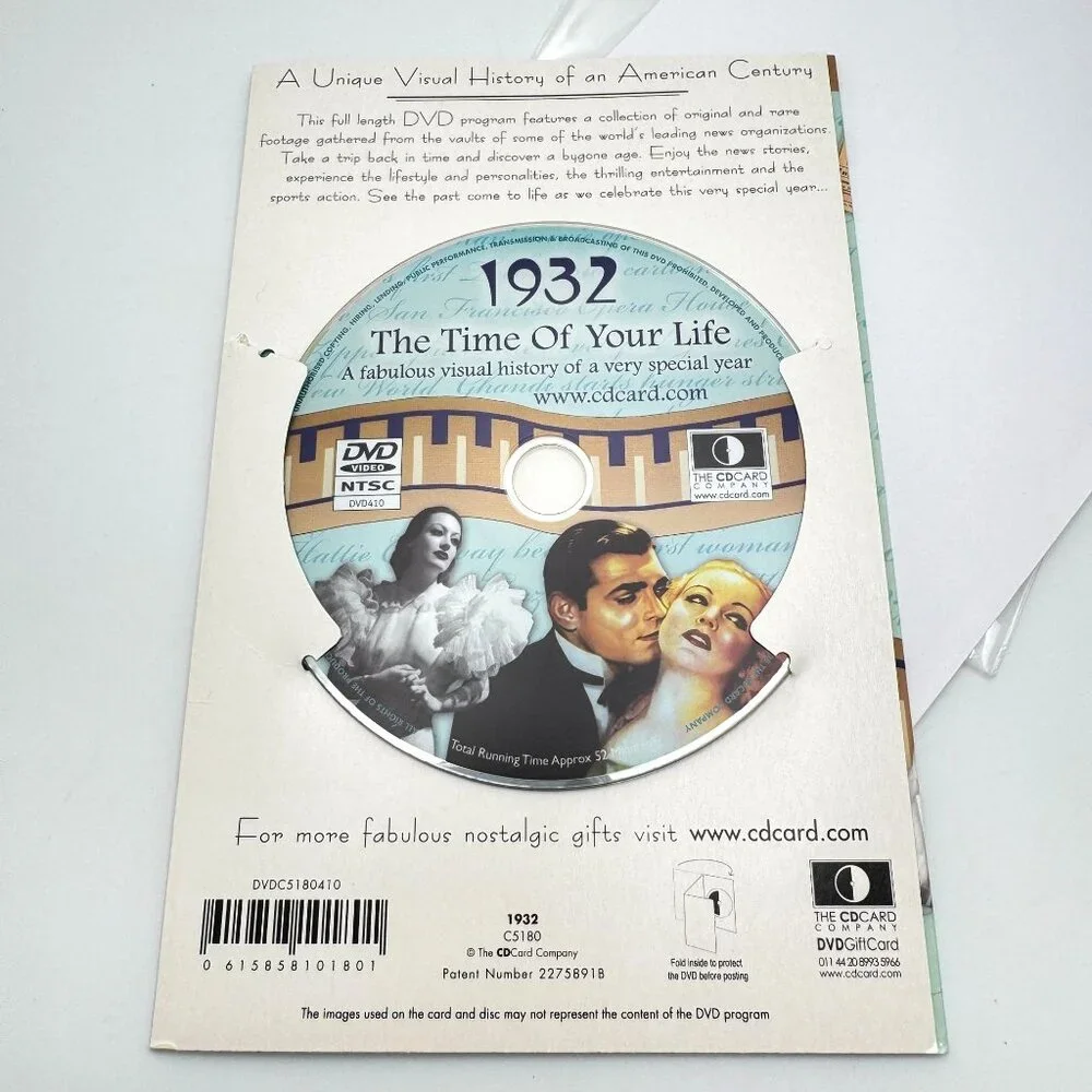 1932 Nostalgic Gift Greeting CardDVD Featuring Historical Events Songs Films